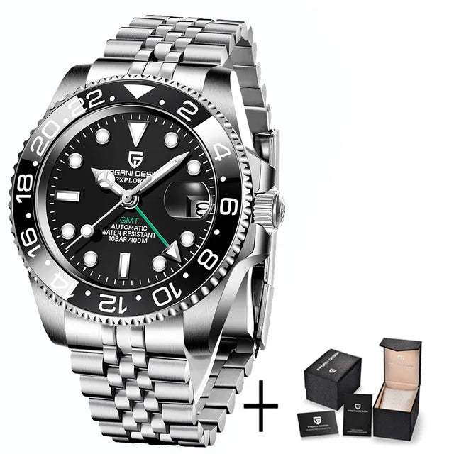 Montre Homme Pagani Design PD-1662 Automatique GMT Verre Saphir Étanche 10 Bars Acier Inoxydable – CLEVI Paris