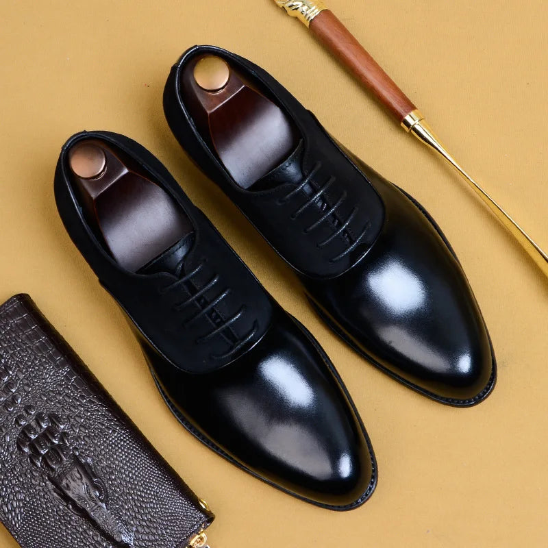 Oxford Brogue Cuir Vache Fait Main Homme | Bordeaux Noir EU 38-46