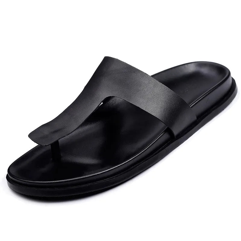 Tongs Homme Cuir de Vache Véritable Style Gothique Casual – CLEVI Paris