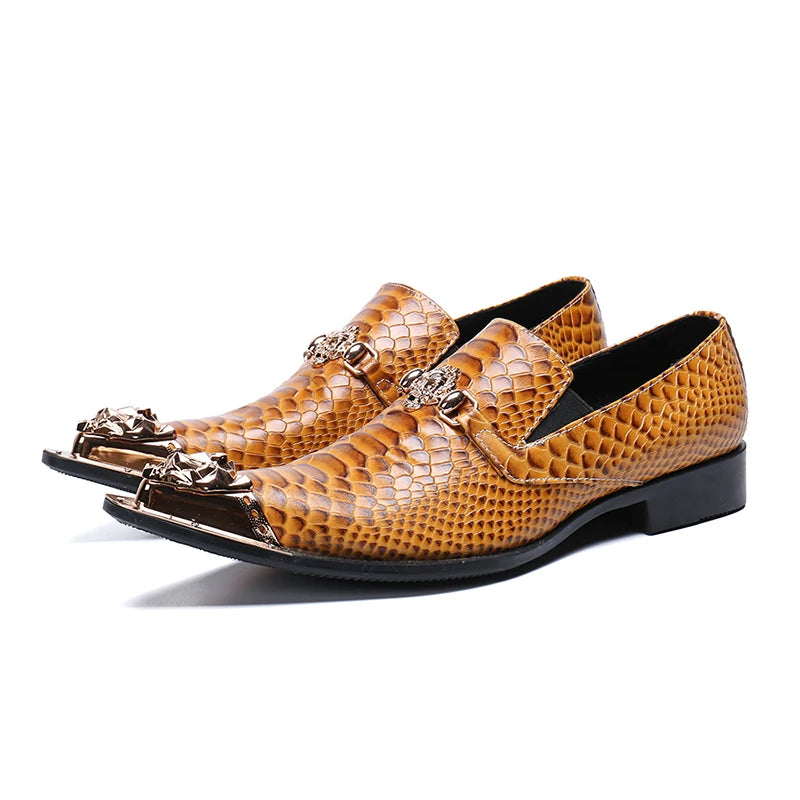 Chaussure Homme Cuir Véritable Bout Métal Slip-On Bout Pointu | Mariage & Bureau EU 36-49