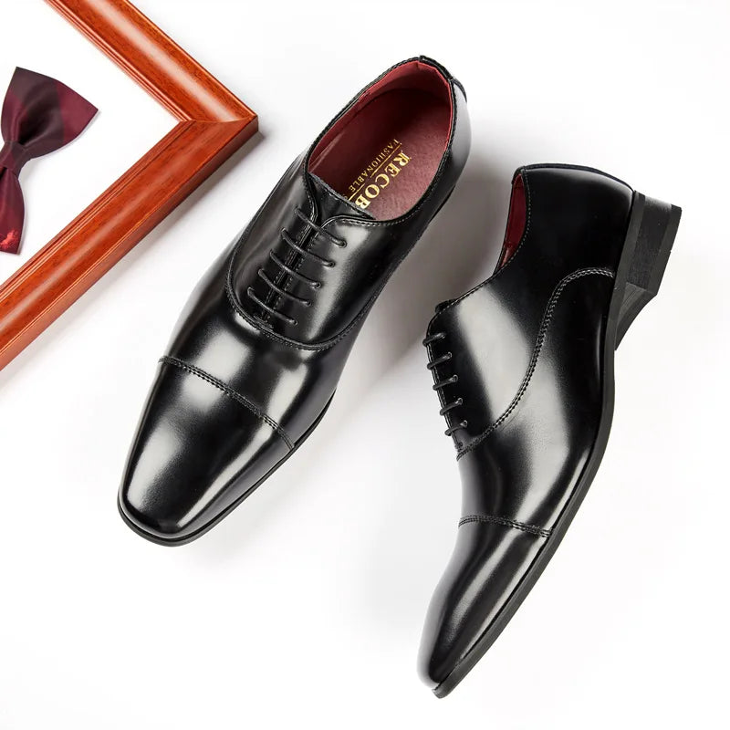 Oxford Cuir Vache Lacets Bout Pointu Homme | Bureau Mariage EU 39-45