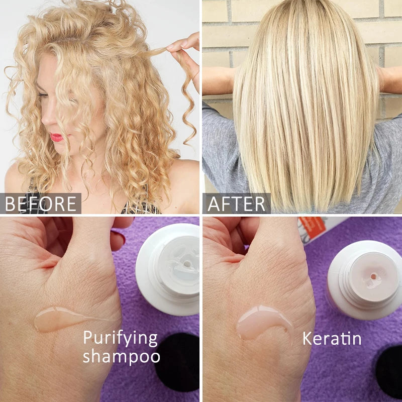 Coffret Kératine Brésilien PURC | Shampoing + Traitement 100ml | 0% 5% 8% 12% – CLEVI Paris