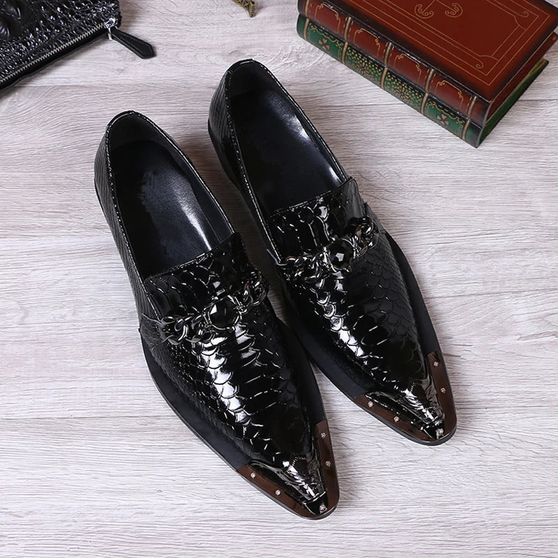 Chaussure Homme Cuir Véritable Bout Métal Slip-On Bout Pointu | Mariage & Bureau EU 36-49