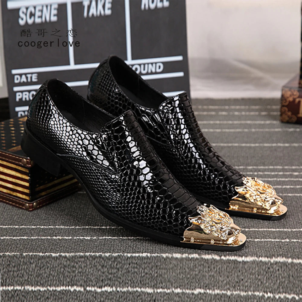 Oxford Homme Cuir Motif Serpent Embossé Bout Pointu Multicolore – CLEVI Paris