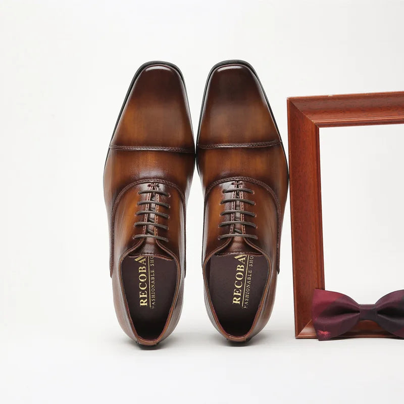 Oxford Cuir Vache Lacets Bout Pointu Homme | Bureau Mariage EU 39-45