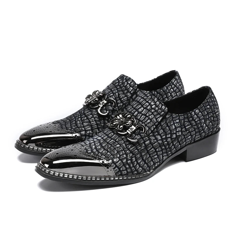 Oxford Homme Slip-On Toile Rayée Bout Pointu Embout Métal Respirant | Bureau & Soirée EU 36-49
