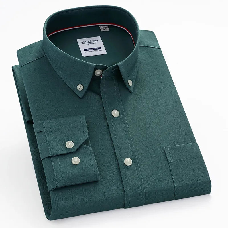 Chemise Homme Oxford Manches Longues Coton Slim Fit – CLEVI Paris