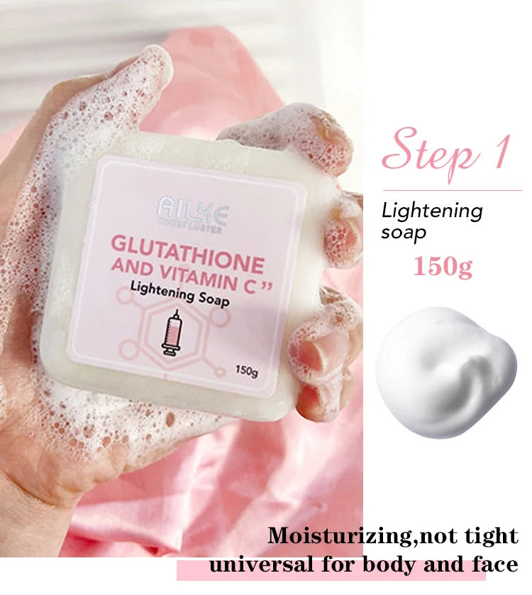 Gamme Éclat AILKE Glutathion & Vitamine C | Crème Corps, Lotion, Sérum & Savon Éclaircissant – CLEVI Paris