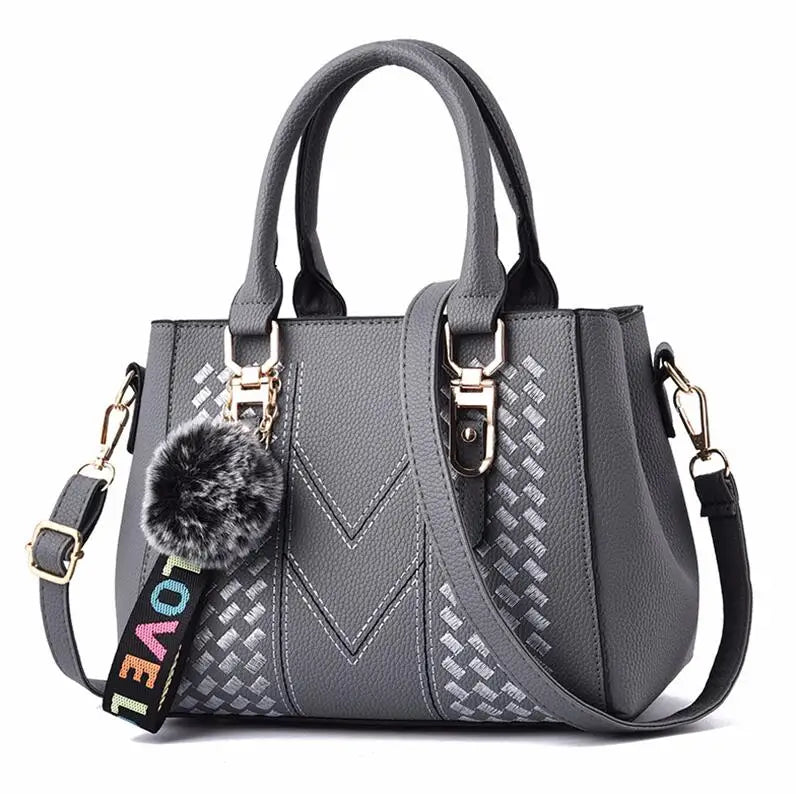 Sac à Main Femme Cuir PU Brodé & Pompon — Bandoulière, Fermeture Éclair, 12 Coloris | CLEVI Paris