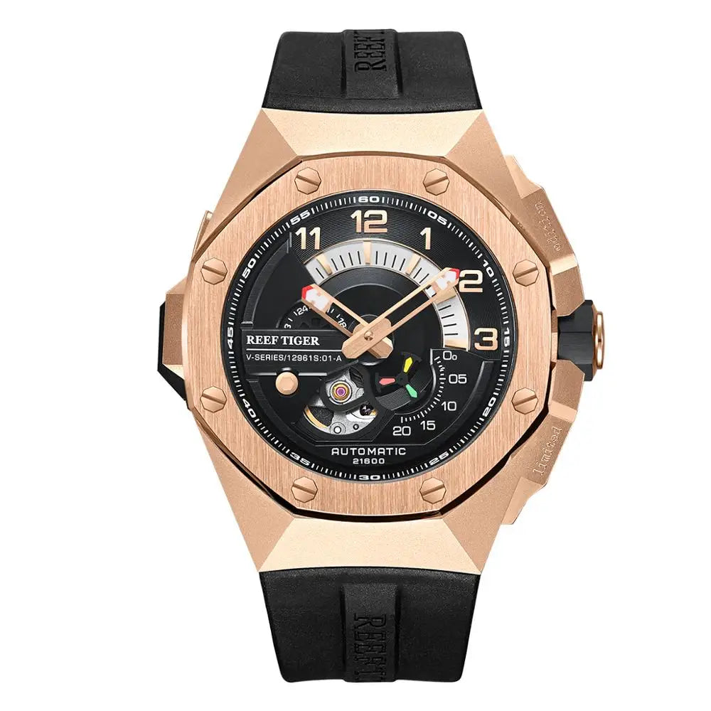Montre Homme Automatique Squelette Sport Or Rose Reef Tiger RGA92S7 – CLEVI Paris