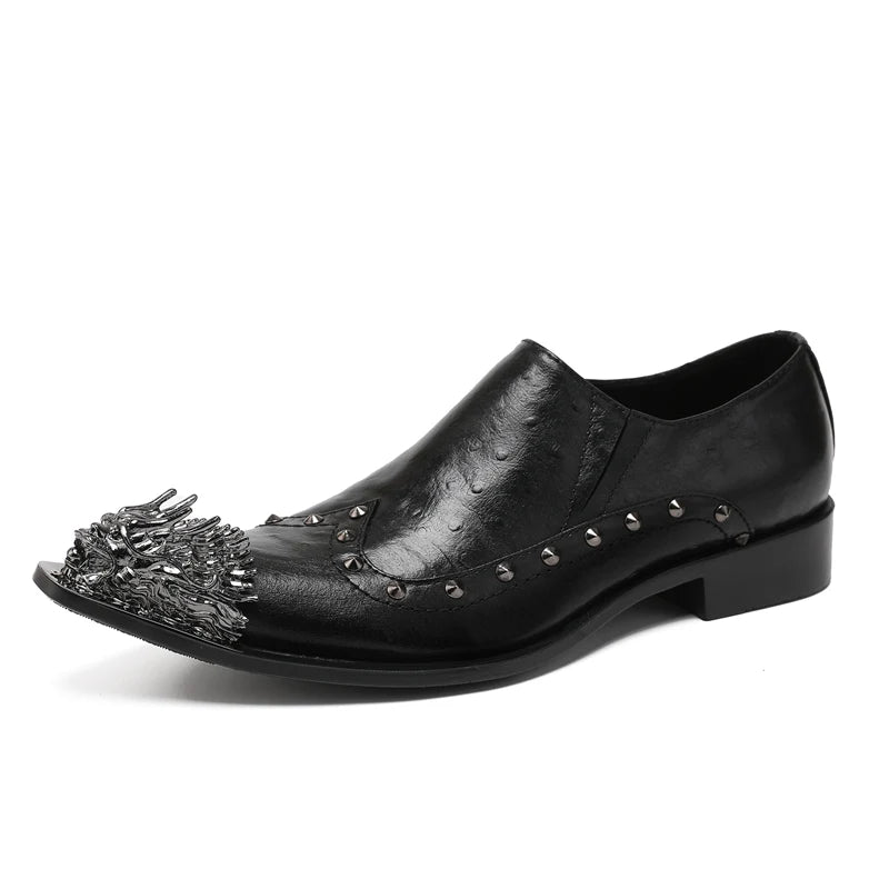 Oxford Homme Cuir Motif Serpent Embossé Bout Pointu Multicolore – CLEVI Paris