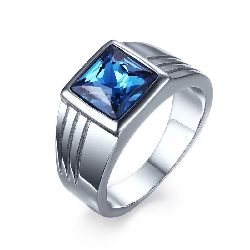 Bague homme carrée en acier et zirconium – CLEVI Paris