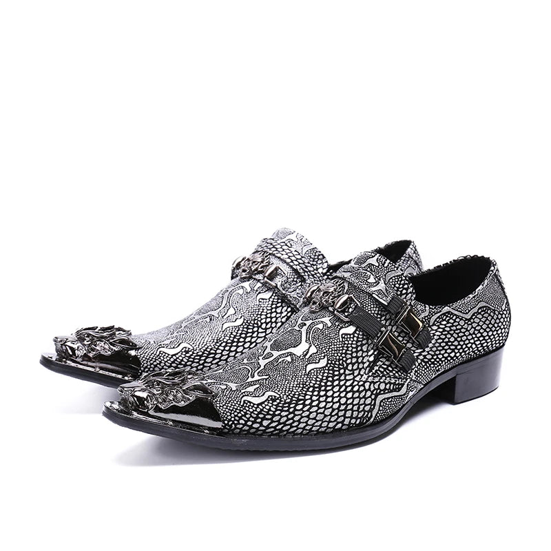 Chaussure Homme Cuir Véritable Bout Métal Slip-On Bout Pointu | Mariage & Bureau EU 36-49