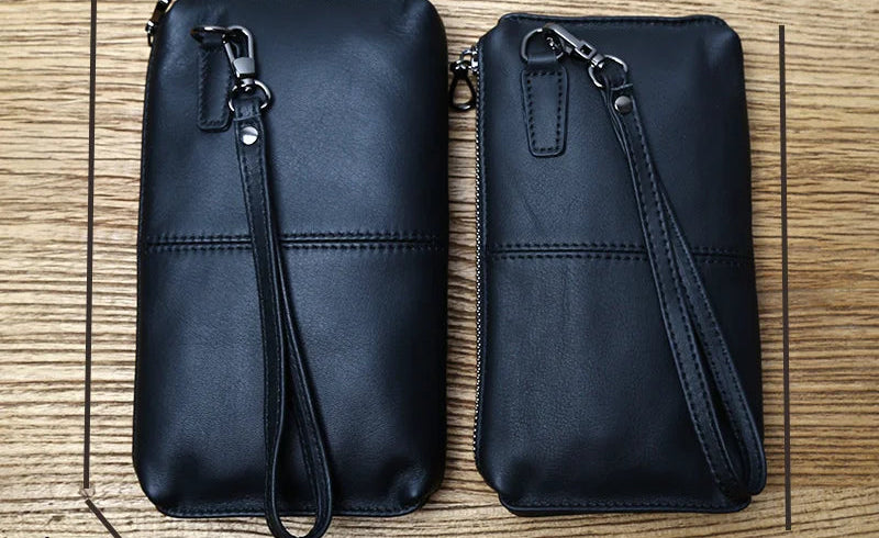 Portefeuille Long Unisexe Cuir Vachette Véritable 2 Formats Fermeture Éclair – CLEVI Paris