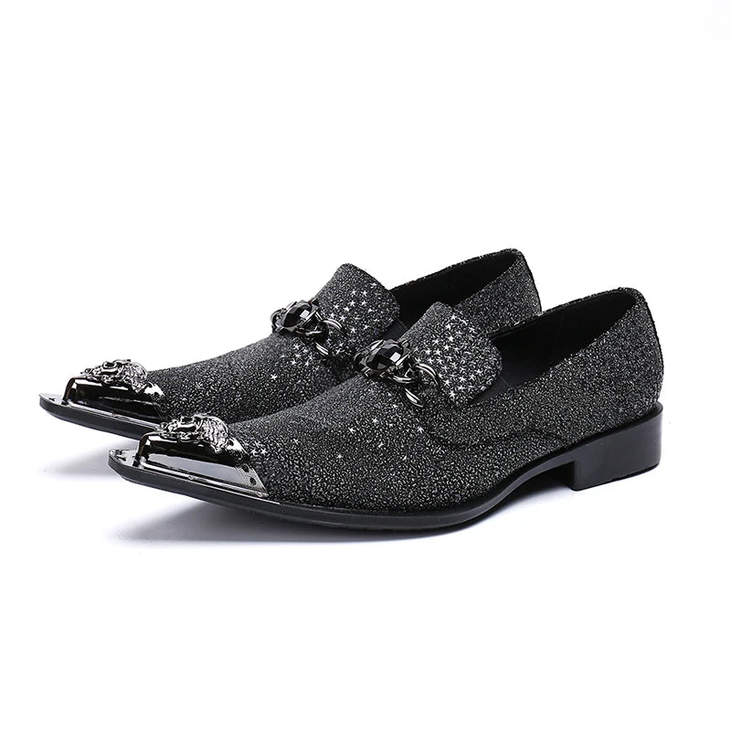 Chaussure Homme Cuir Véritable Bout Métal Slip-On Bout Pointu | Mariage & Bureau EU 36-49