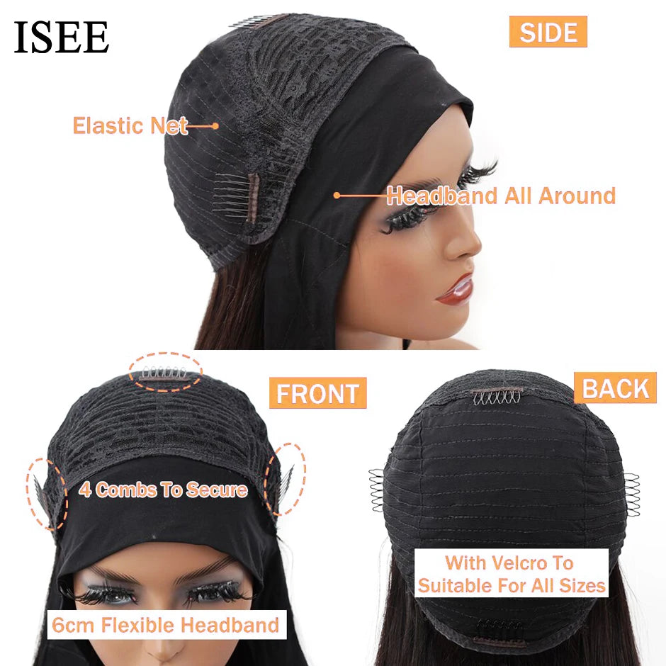 Perruque bandeau cheveux humains lisses – CLEVI Paris