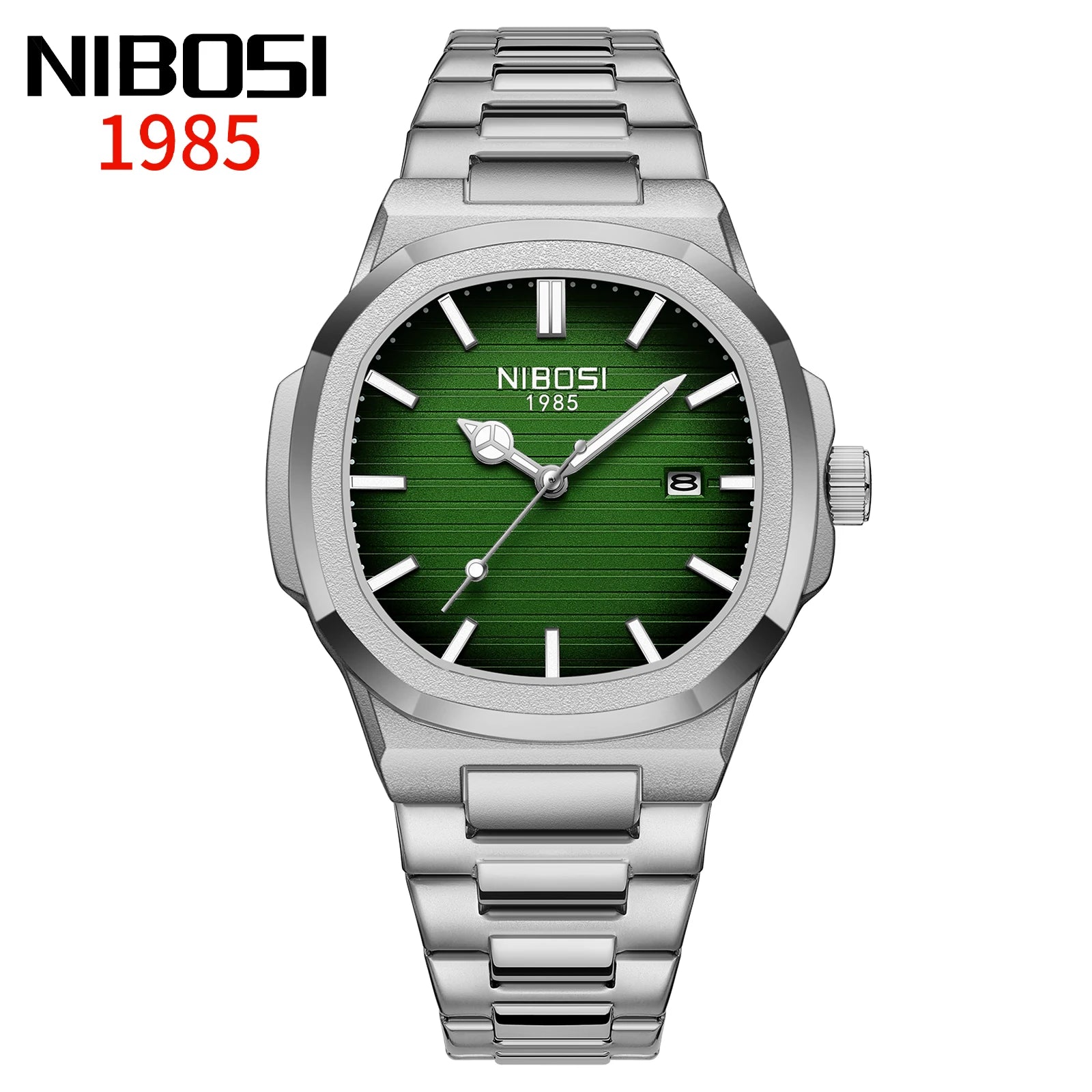 Montre NIBOSI 2632 – Quartz Sport, Boîtier Carré Alliage, Bracelet Acier Inoxydable, Étanche 3 ATM – CLEVI Paris