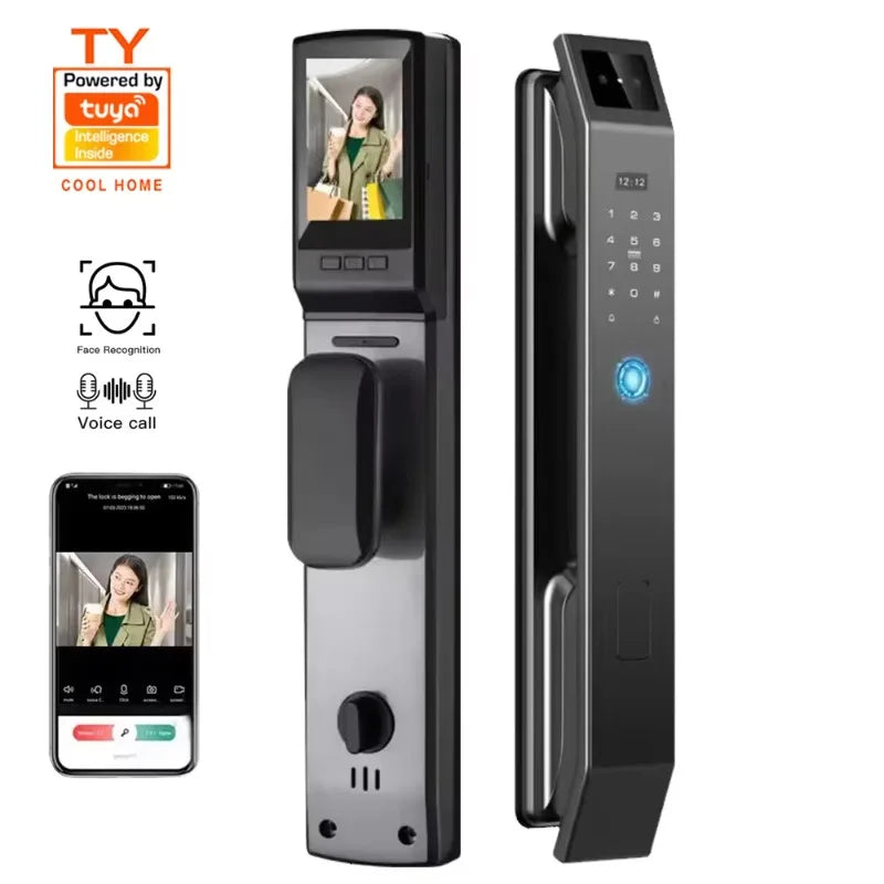 Serrure Connectée TY-14 Reconnaissance Faciale 3D Empreinte Digitale WiFi Tuya – CLEVI Paris
