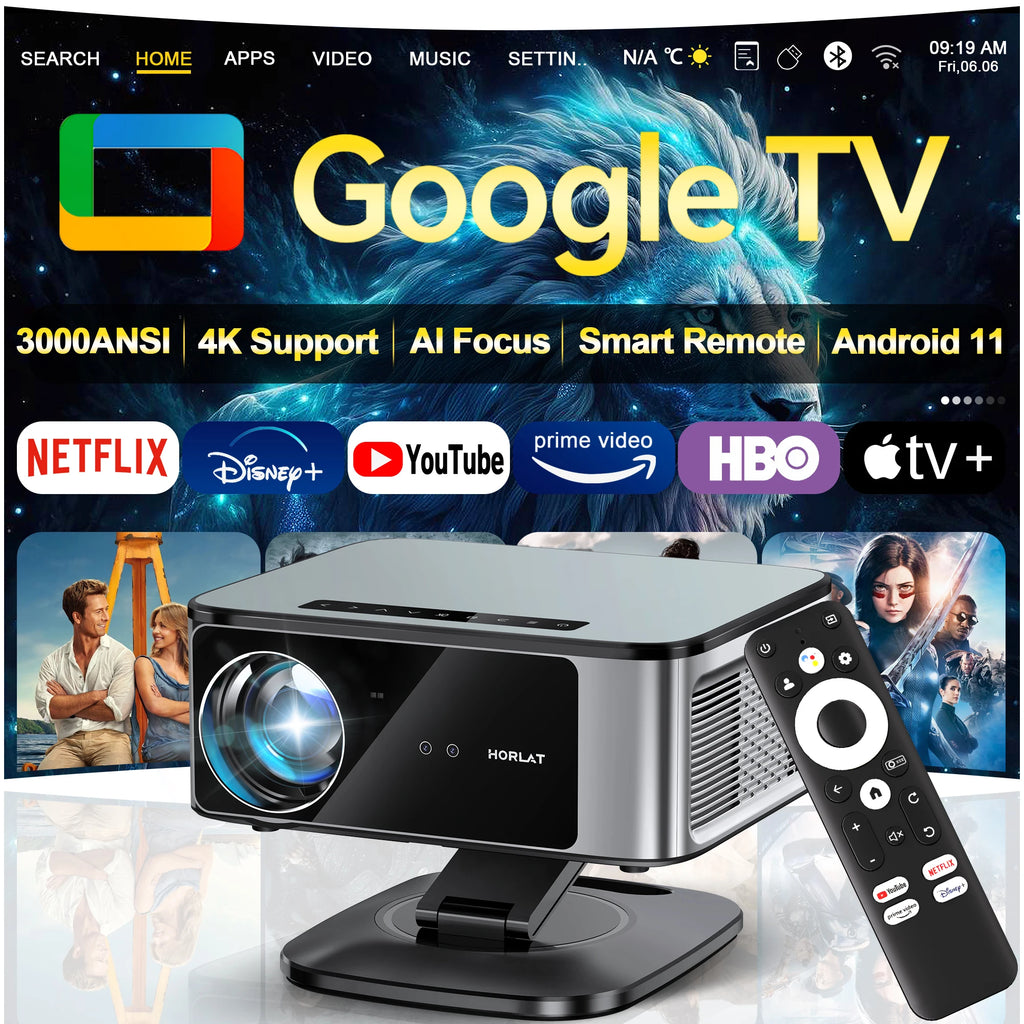 HORLAT T10 Pro Projecteur Android 1080P 4K 3000 ANSI Laser TOF Autofocus WiFi 6 BT 5.3 HDR10 – CLEVI Paris
