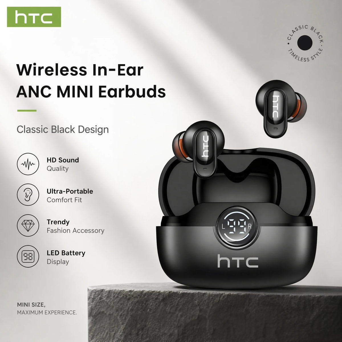 Écouteurs TWS HTC NE79 Semi-Intra 36H ENC Gaming – CLEVI Paris