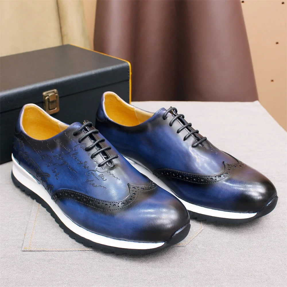 Loafer Homme Cuir Fait Main | Rehaussant Lacets Motif Totem Bureau Casual