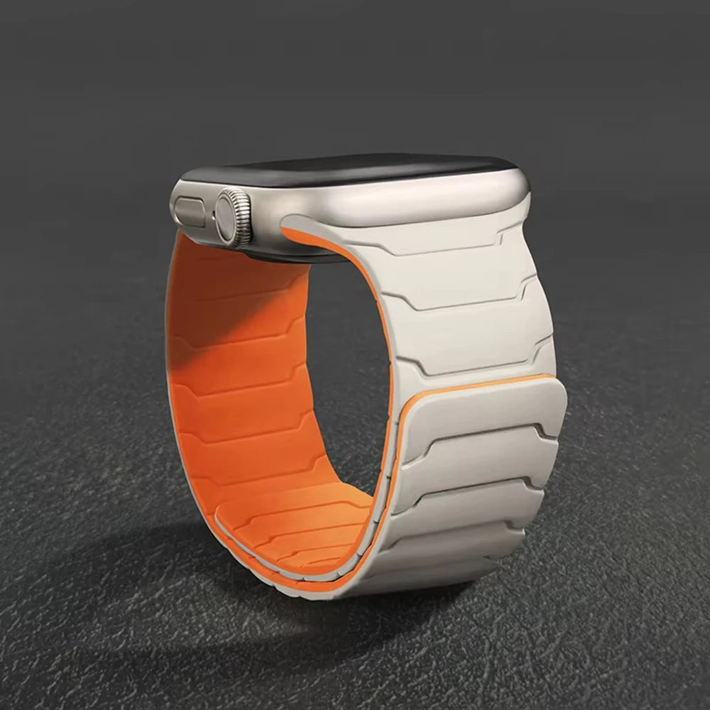 Bracelet Silicone Magnétique Apple Watch – Compatible Series 1–11 SE Ultra 1/2/3 – 38 40 41 42 44 45 46 49mm – CLEVI Paris