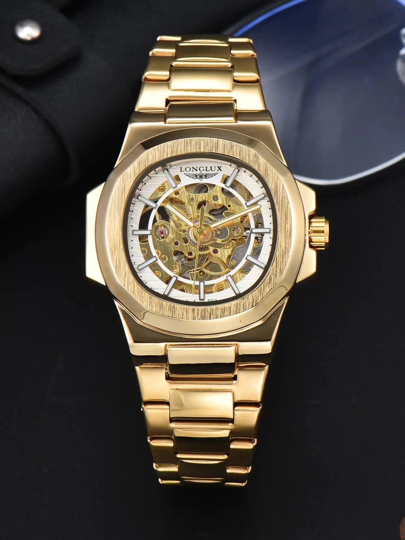 LONGLUX 8057G Montre Homme Automatique Squelette Bracelet Acier Inox Verre Hardlex 3 ATM Luxe 7 Coloris – CLEVI Paris