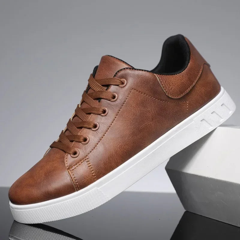 Mocassin Casual Homme Style Britannique – Cuir Synthétique, Lacets
