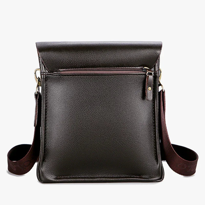 Sacoche Homme Bandoulière Verticale Business 3 Compartiments Noir Marron – CLEVI Paris