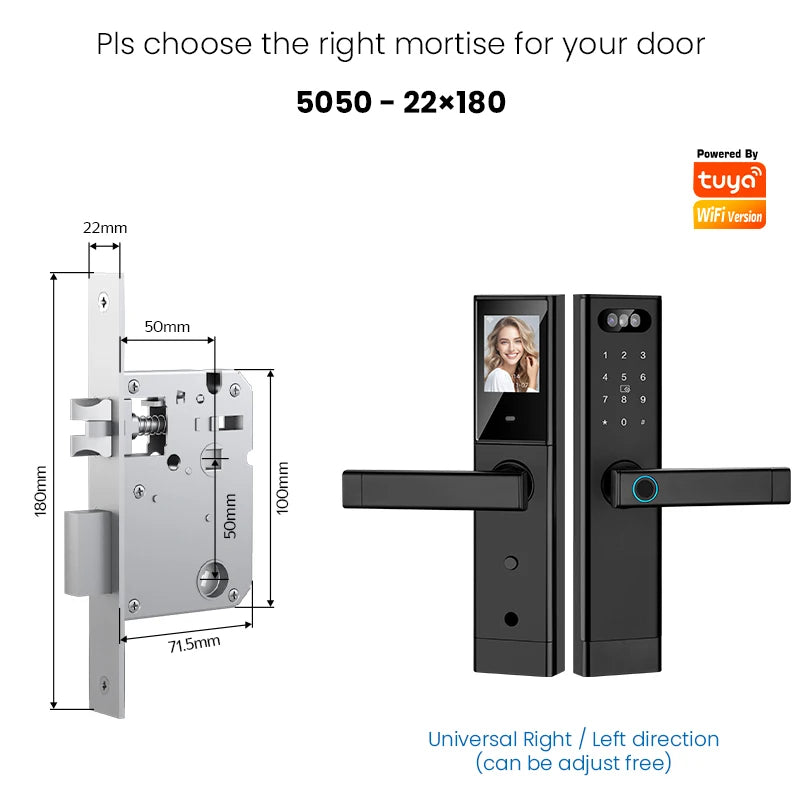 Serrure Connectée Catchface – Reconnaissance Faciale, Caméra, Écran, Tuya WiFi, 7 Modes