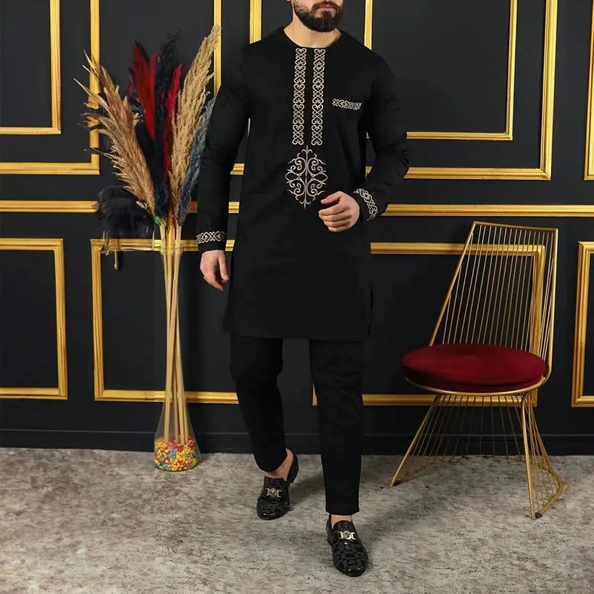 Ensemble Deux Pièces Kaftan Homme Brodé – CLEVI Paris