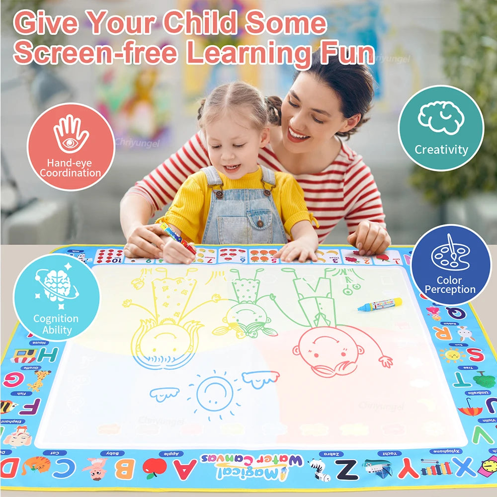 Tapis de Dessin Magique à l’Eau 100x80cm – Réutilisable, Montessori, Dès 3 ans – CLEVI Paris