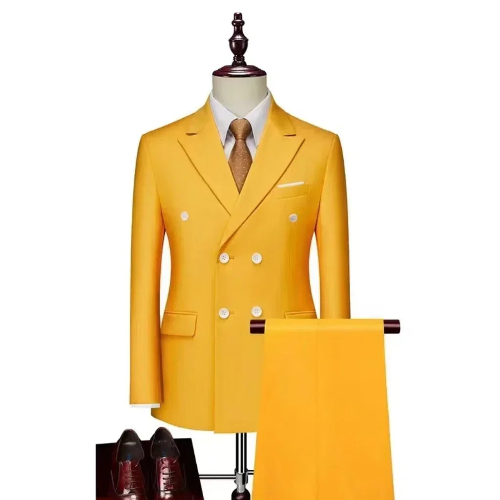 Costume Homme 2 Pièces Double Boutonnage Col Cranté Slim 17 Coloris Grande Taille Sur-Mesure – CLEVI Paris
