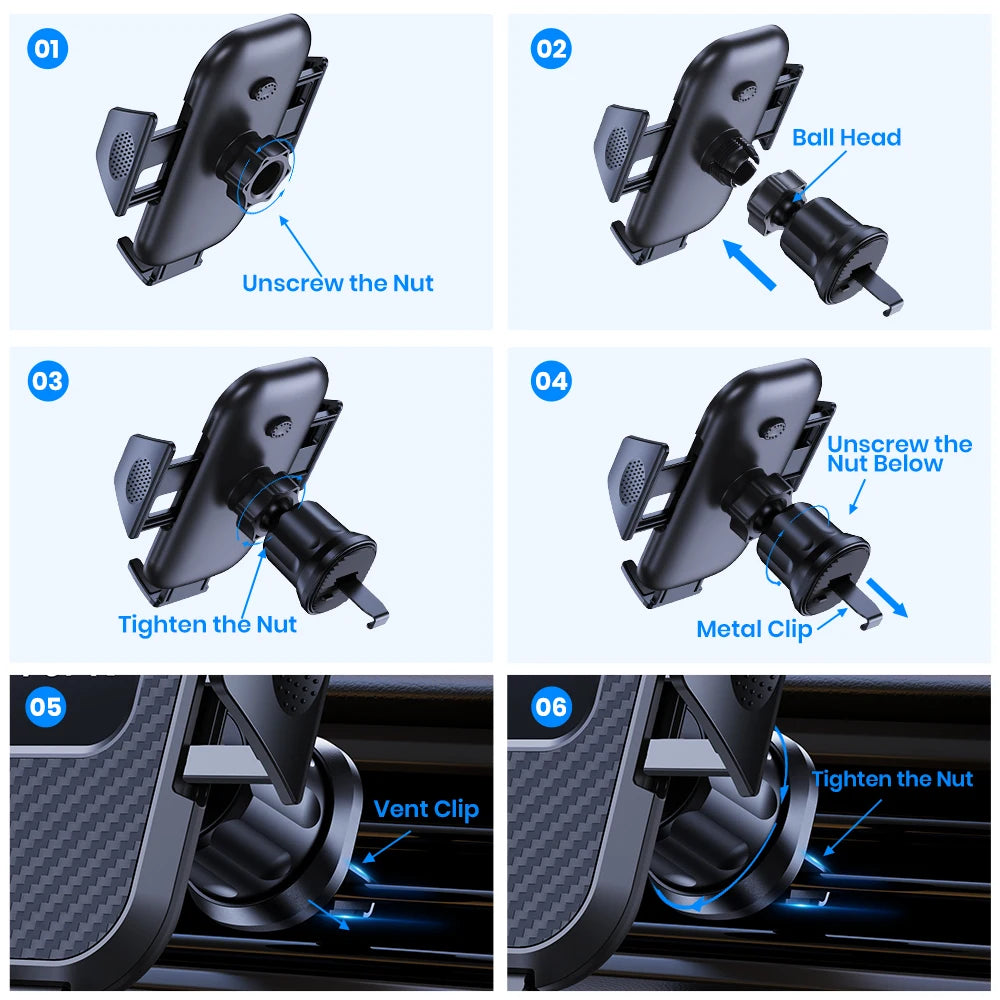 Support Téléphone Voiture TOPK — Verrouillage Automatique, Rotation 360°, Grille d’Aération, Universel | CLEVI Paris