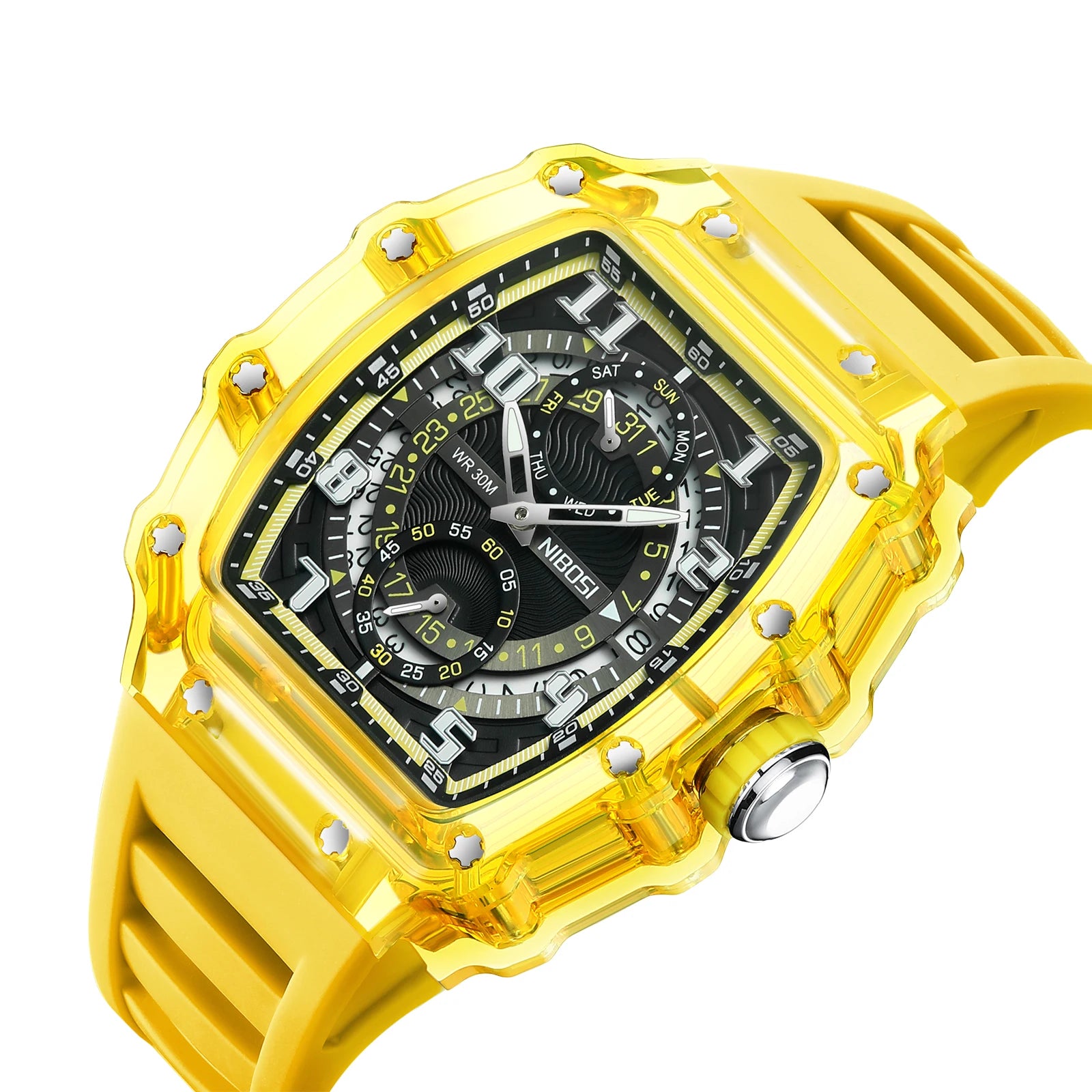 NIBOSI Montre Quartz Japonais Homme Squelette Sport Silicone Lumineux Anti-Magnétique – CLEVI Paris