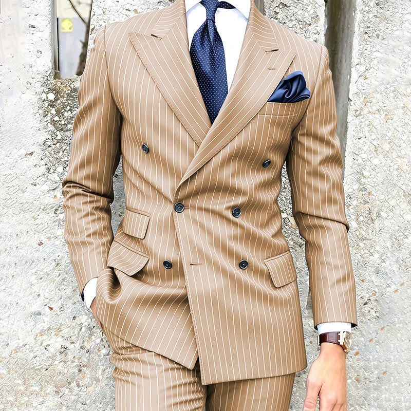 Costume 2 Pièces Homme Double Boutonnage Revers Pointu Slim Fit – CLEVI Paris