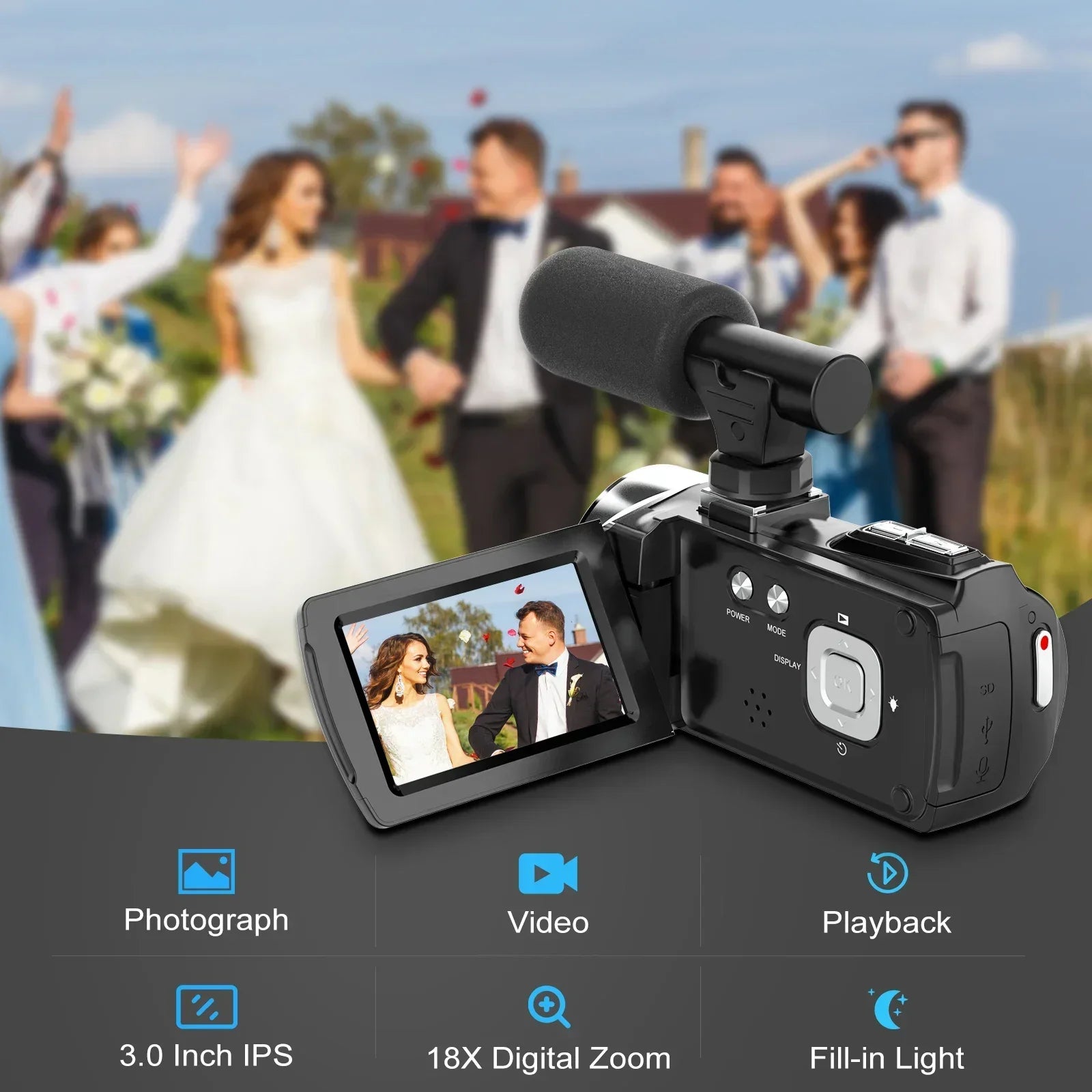 Caméscope AEVYVKV 4K 48MP – Stabilisation EIS, Zoom 18x, Micro Intégré, Portable, Idéal Débutants & Étudiants – CLEVI Paris