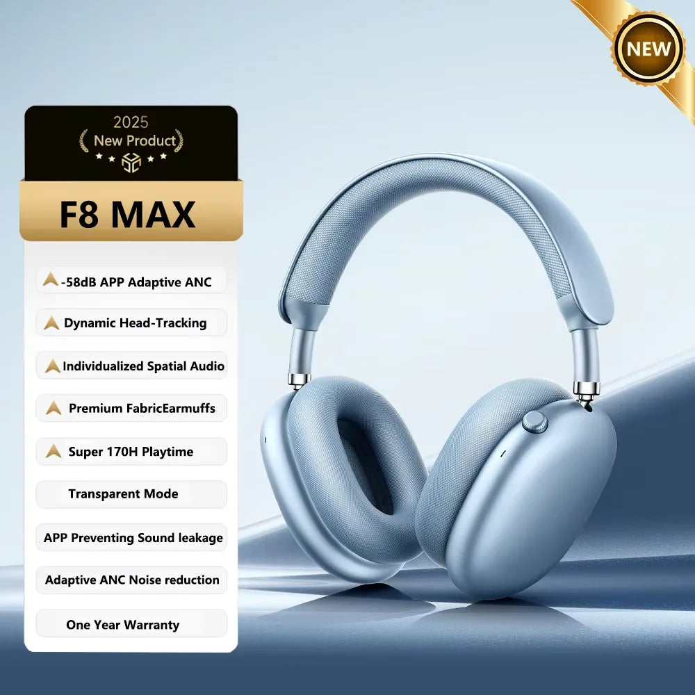 Casque Picun F8 Pro ANC -52dB Spatial 3D Head Tracking BT 5.4 140h 5 Micros ENC – CLEVI Paris