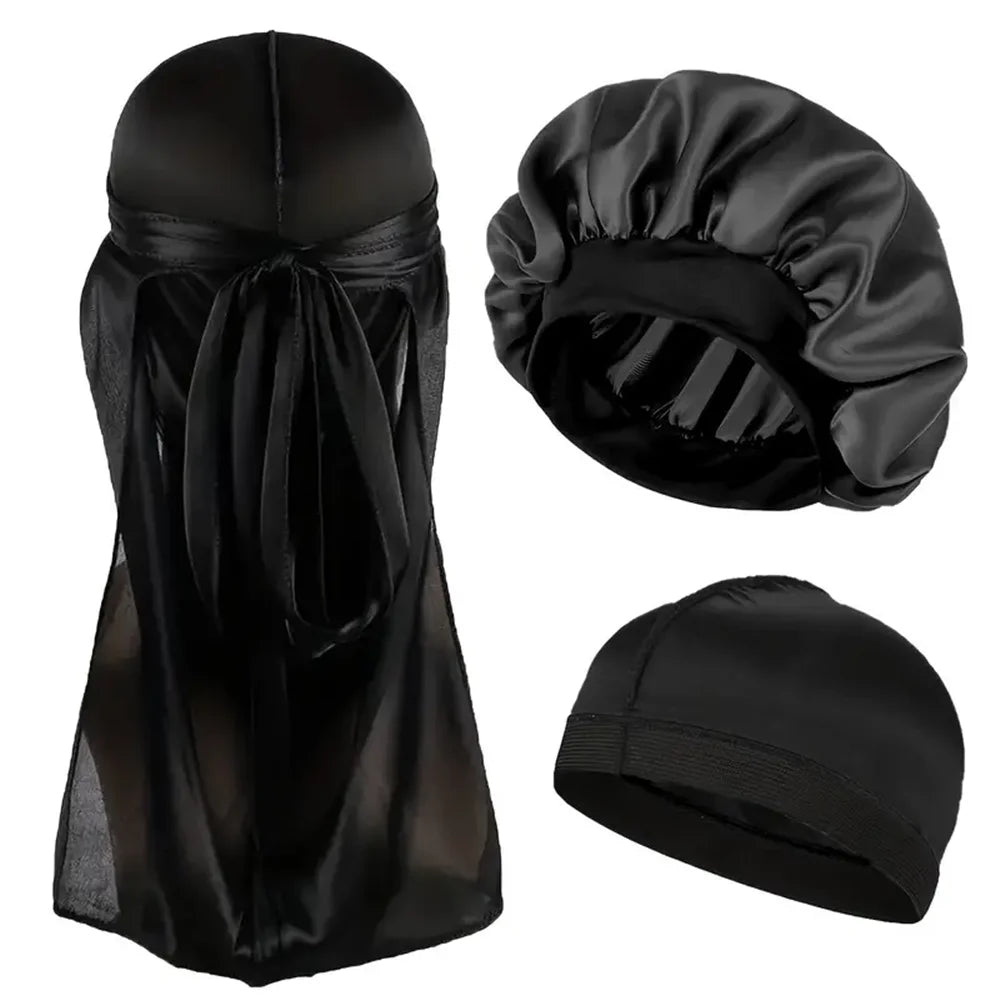 Coffret 3 pièces Durag + Bonnet + Dome Hat Satin — CLEVI Paris