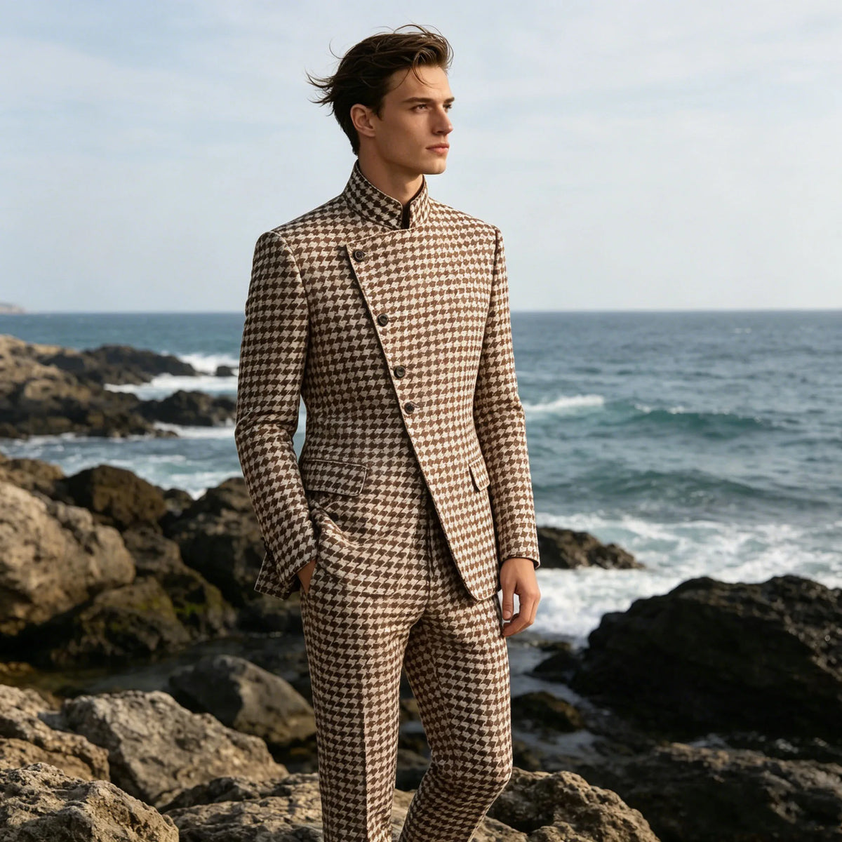 Costume Homme Col Mandarin 2 Pièces – CLEVI Paris