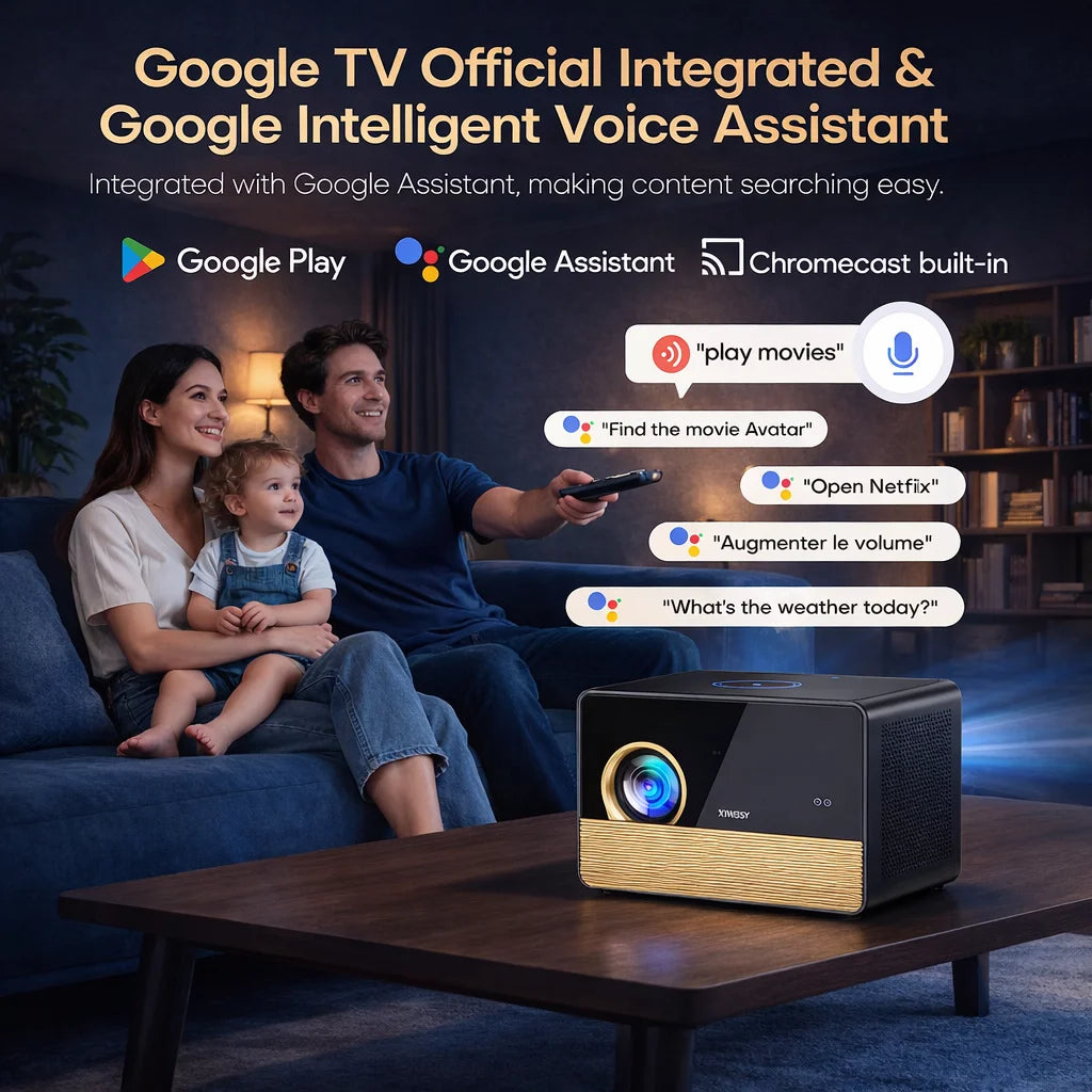 XIWBSY X06 Projecteur Google TV Android 11 1080P 4K 3500 ANSI Autofocus TOF Optique Fermée WiFi 6 BT 5.4 Son 24W – CLEVI Paris