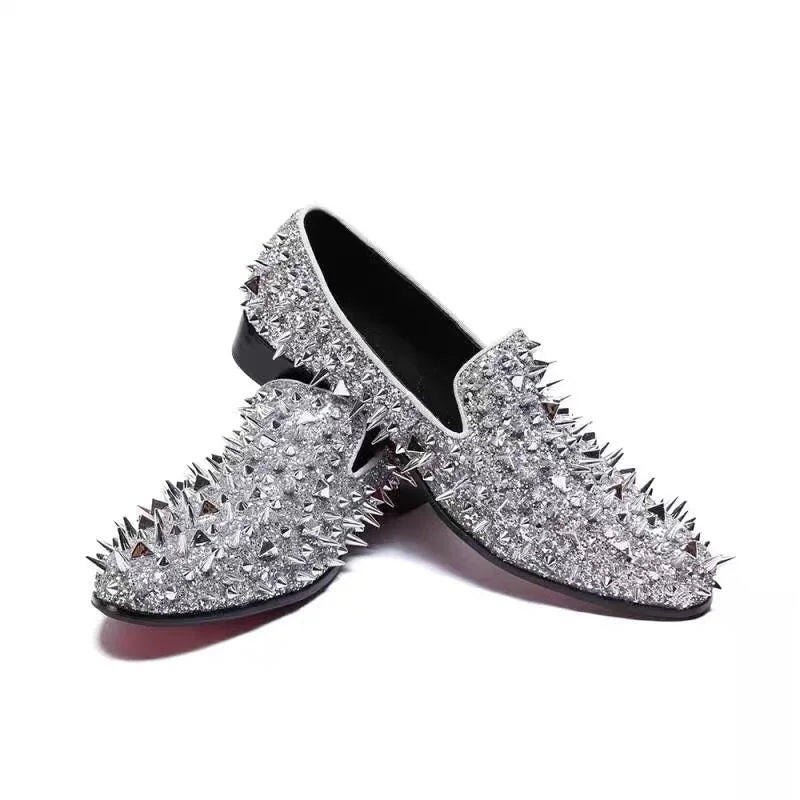 Loafers Luxe Homme Cuir Véritable Spikes Argentés & Dorés Slip-On – 14 Coloris, Tailles EU37-48 – CLEVI Paris