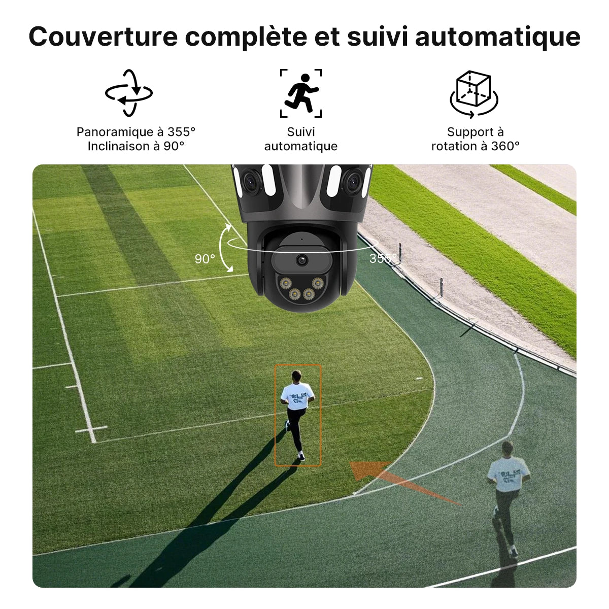 Caméra de Surveillance PTZ WiFi Extérieure 4K/6K – Suivi Auto & Vision Nocturne Couleur – CLEVI Paris
