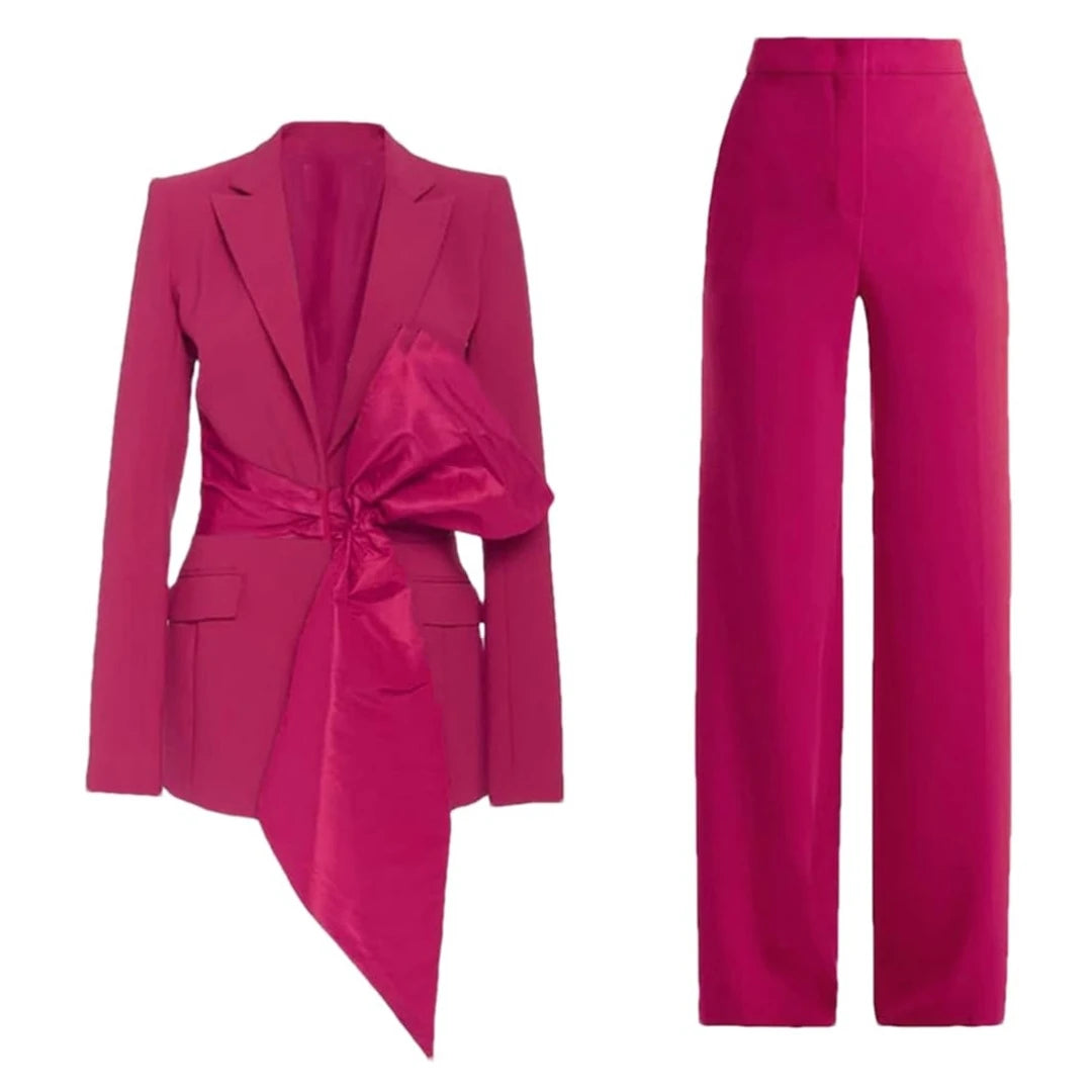 Tailleur 2 Pièces Femme Blazer Pantalon Grand Nœud 7 Coloris – CLEVI Paris