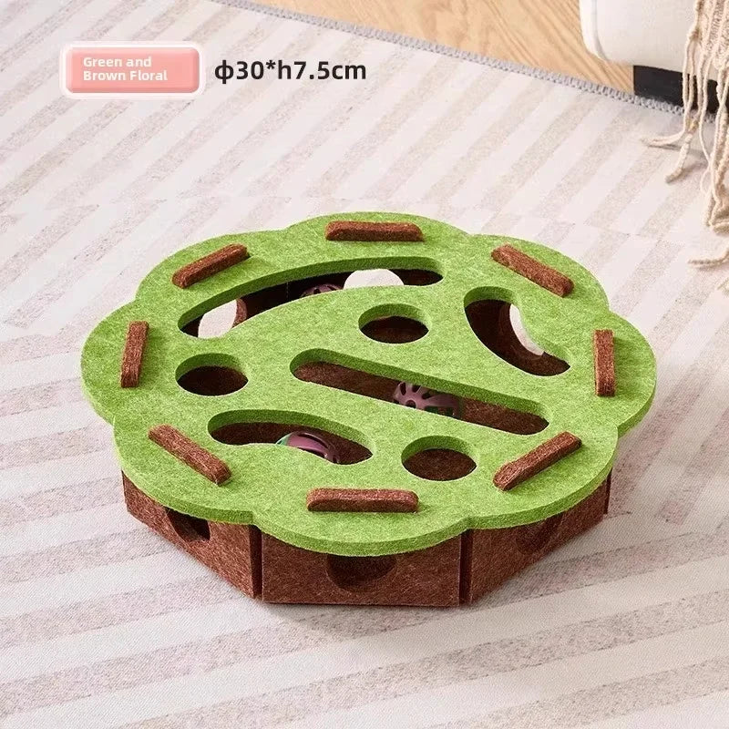 Jouet Puzzle Chat en Feutre | Boîte Interactive avec Balle, Grattoir, Maison de Jeu – CLEVI Paris