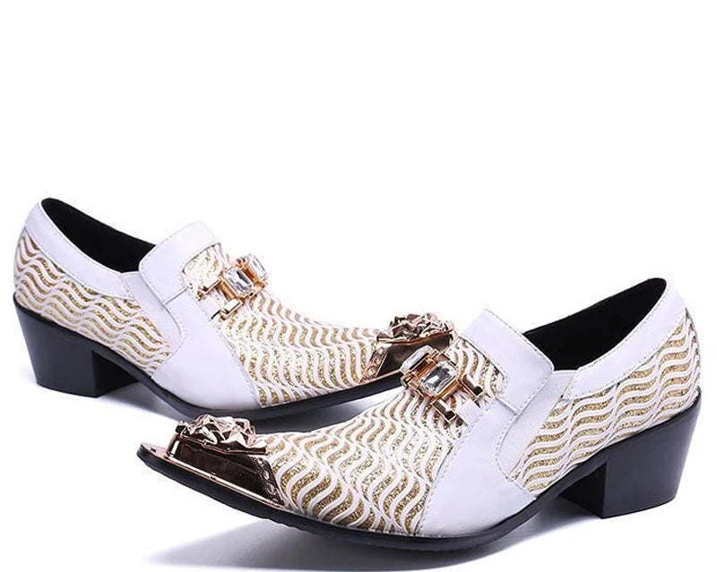 Derby Homme Cuir Véritable Motif Animal – Embout Métal, Bout Pointu, 7 Coloris, EU 36-48 – CLEVI Paris