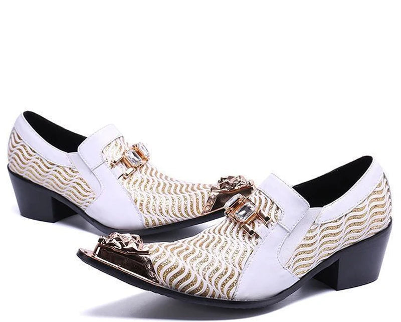 Brogue Homme Cuir Véritable Bout Pointu – Embout Métal & Cristaux, Fait Main, Grande Taille EU 36-49 – CLEVI Paris