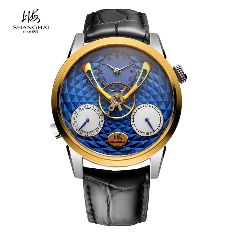 Montre Homme Automatique Shanghai Sky Dome 895 – Verre Saphir Calendrier Bracelet Cuir – CLEVI Paris