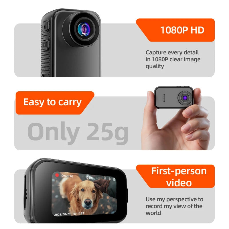 Lenovo F2 Thumb Mini Caméra 1080P HD — Grand Angle 130°, 25g, Multi-Filtres, Vlog & Sport | CLEVI Paris