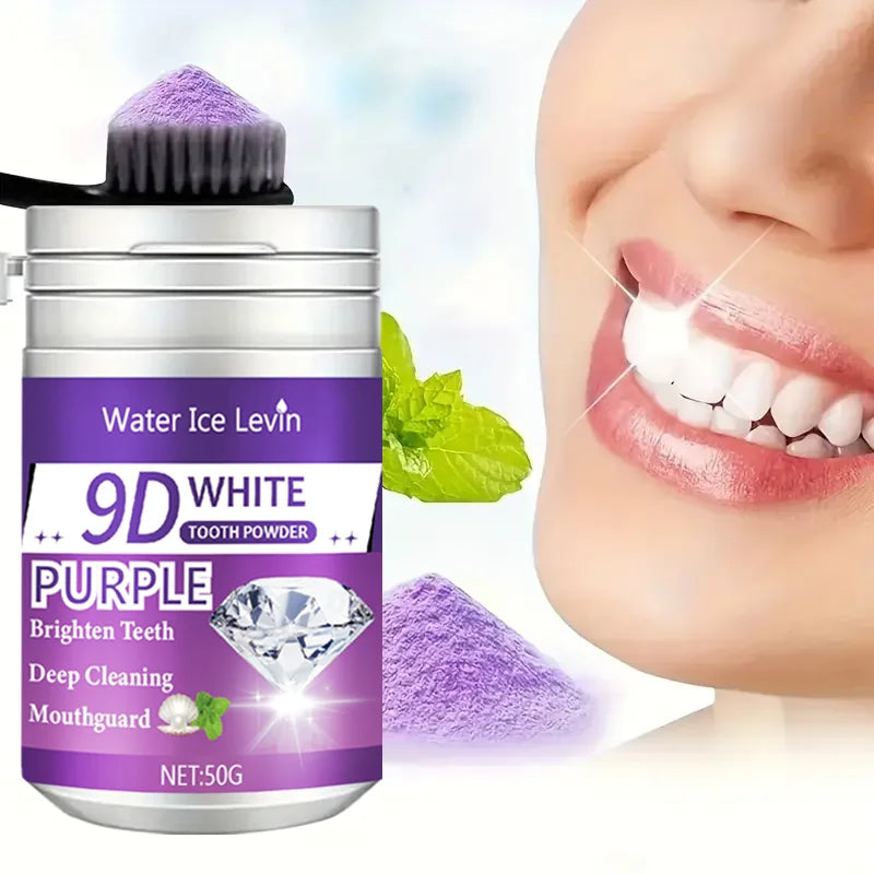 Poudre Dentifrice Blanchissante 9D White | Formule Violette & Haleine Fraîche